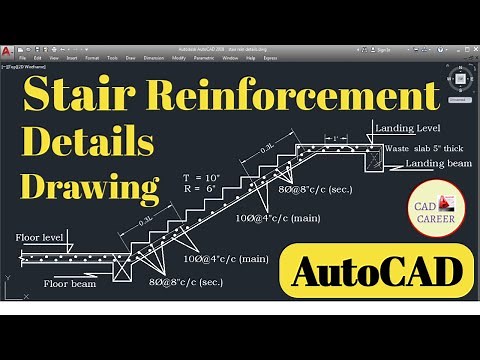 Stair Reinforcement Design in AutoCAD | Staircase Reinforcement Details Drawing | CAD CAREER