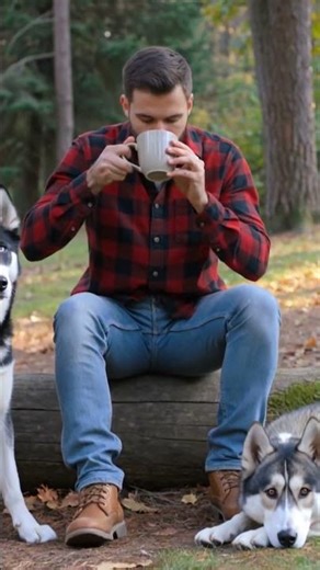 Great Start to the day! Coffee and Huskies!!