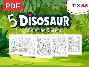 Dinosaur Coloring Pages | Printable Dinosaur Coloring Sheets for Kids | 5 Pages | Party Activity| Instant Download - Etsy