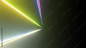 Loop of multicolor laser beams in dark proceeding from one point. 3D rendering VJ background loop animation.