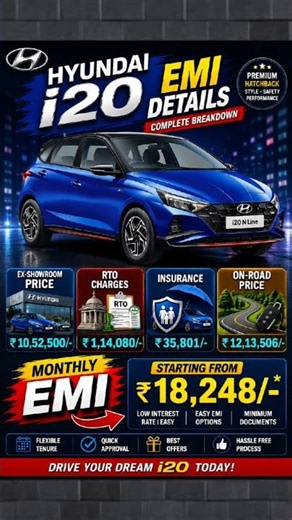 Hyundai i20 EMI Details 😲 #shorts #i20