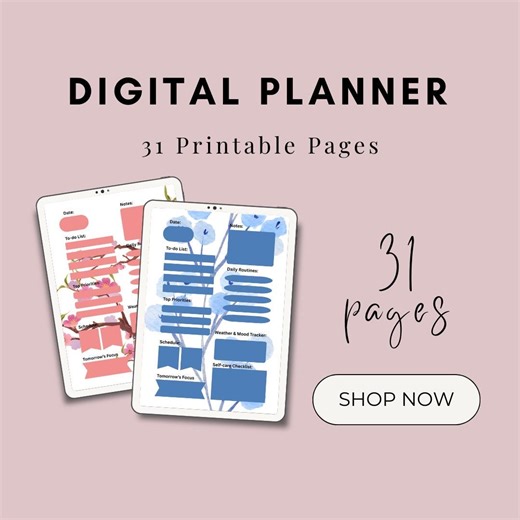 Floral Daily Planner Printable Bundle | Watercolor Planner PDF With Mood & Self Care Tracker - Etsy Australia
