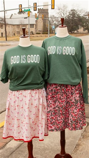 Handmade on Main on Instagram: "🧡 What I wore this week, as a -small business supporter -handmade shop owner -single mom on a tight budget -and a 5'11" XL woman . ⭐️ Sunday. For our maker meeting. OUR "God is good" sweatshirt. Available in M-XXL. T-shirts are also available in XS-XXL. Tuesday. Pretty floral top from Torrid. Wednesday. Cute floral top from Zulily. Thursday. A favorite top from local boutique The Pearl Antler, now in Shoppes at 222. Friday. Floral top from Zulily. With a teal car