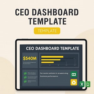 CEO Dashboard Template Excel | Executive Business KPI Tracker | Company Performance Dashboard | Financial & Strategy Report Spreadsheet - Etsy