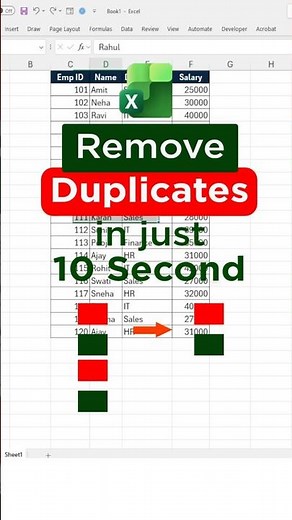 “Remove Duplicates in Excel in 10 Seconds 🔥” | Remove Duplicates Shortcut Key!!