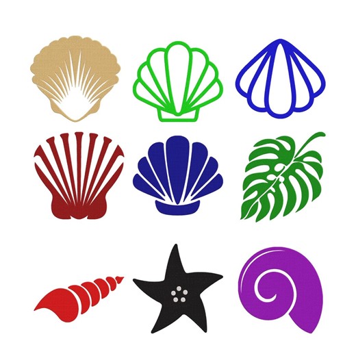 Sea Shell Ocean Element Embroidery Design, Sea Shell Ocean Element Machine Embroidery File, 9 Design, 9 Size, Instant Download - Etsy