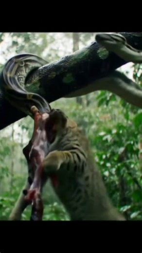 Big Snake Grabs Jungle Cat Fanged Wild Animal Discovery Danger Channel #BBC Planet #Anaconda# Shorts