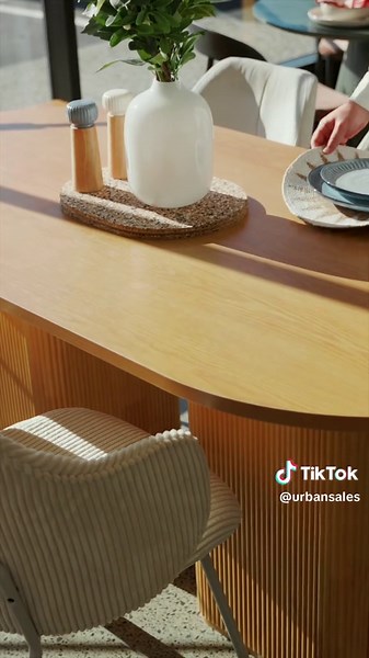 Dining made easy with the Lifely Tate Ripple Oval Dining Table 🕯️😌 Bring style and simplicity to your dining space with solid oak timber cladding legs that create a robust, timeless foundation. Its ribbed pattern and sleek, clutter-free look complement both mid-century and Scandinavian interiors. The perfect addition for kitchen and dining areas 🙌 Make it yours today. #diningtable #urbansalesnz #diningroomgoals #homefurniture