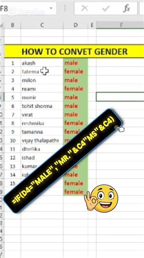 how to convert gender with Excel tricks #exceltips #excel #exceltricks
