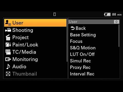 SONY FX6 MENUS