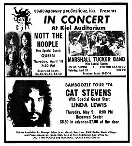 May 09, 1974: Cat Stevens / Linda Lewis at Keil Auditorium St Louis, Missouri, United States | Concert Archives