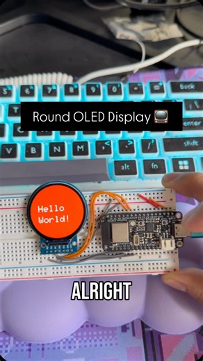 AlgoTech Software & Design on Instagram: "Displaying text on a round OLED display 📺 #arduino #electronics #coding #fyp"