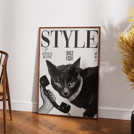 Vogue Cat Magazine Cover Print, Black and White (digital Download) - Etsy