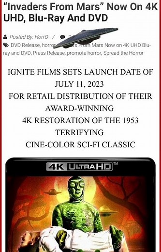 “Invaders From Mars” Now On 4K UHD, Blu-Ray And DVD
