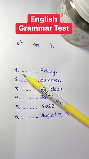 7.6K views · 82 reactions | At, on , in English Grammar Test , learn to avoid making mistakes❌ | LK Logic | Facebook