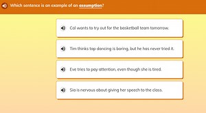 Which sentence is an example of an assumption?Cal wants to tr... | Filo
