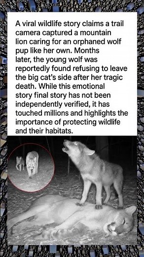 Mountain Lion Adopted an Orphaned Wolf? The Heartbreaking Story Everyone Is Talking About 🐺💔