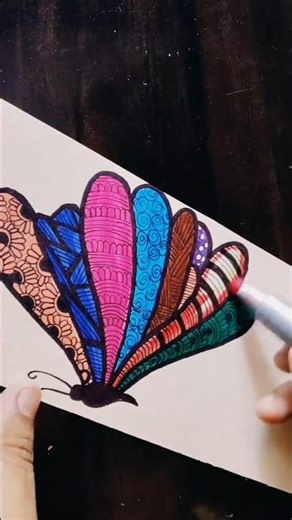 Draw with me 😍 easy butterfly mandala art🦋✨ #art #shorts #butterflydrawing #satisfying #trending