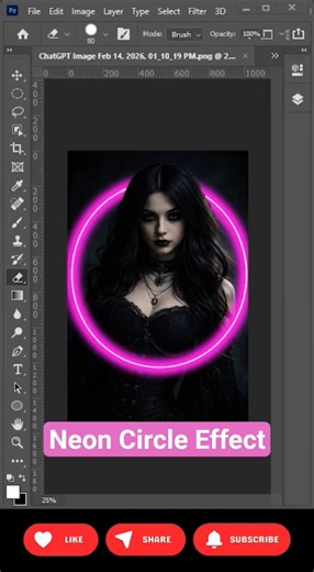 Neon Light Effect in Photoshop | Glowing Circle Design Tutorial #photoshop #photoshoptutorial