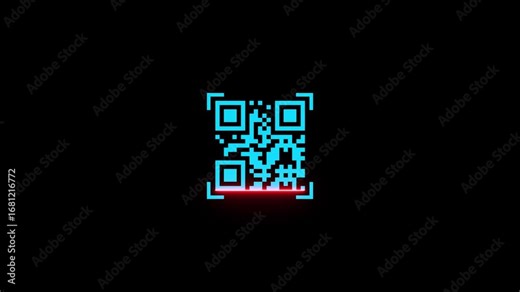 QR code animation. scan QR code motion. QR code in a scanner with a laser beam. Digital Scanning the QR code 4k video.