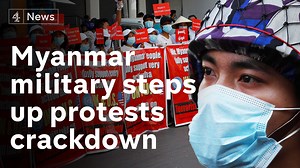 In Myanmar, the military deploys soldiers and armoured vehicles on the streets of several major cities as the crackdown on anti-coup protests continues. | Channel 4 News