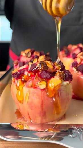 Savory Baked Apples with Ricotta, Beets & Honey🍎🍯