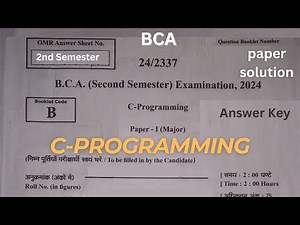 BCA 2nd Sem C-Programming 75 MCQ Paper Solution | MGKVP University | Answer Key