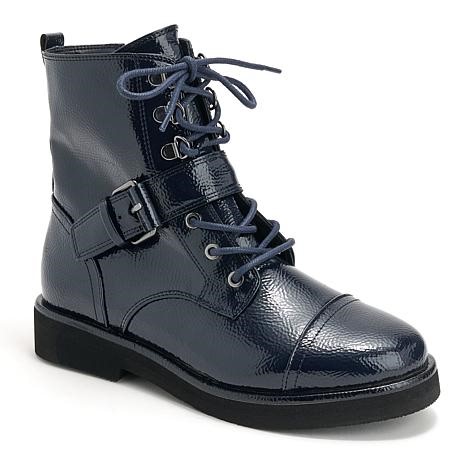 Donald Pliner Lowla Lace-Up Combat Boot with Zipper | HSN