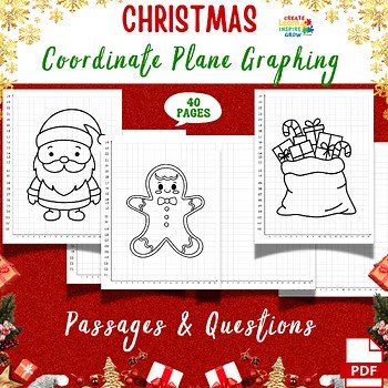 Christmas Coordinate Plane Graphing Pictures Worksheets Holiday Math Activity