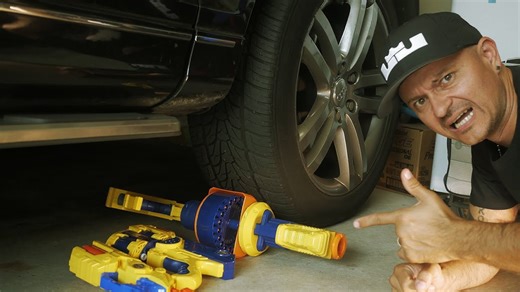 Car vs X-Shot blasters! Danny's ultimate toy crushing experiment