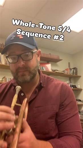 Here’s an idea been practicing on and off for a few weeks now to work on my mixed meters. This is a whole tone sequence in 5/4. For me, it is important to practice newer ideas like this slowly at first to be coordinated and to mentally engage, imagining the notes in my head. Once I can do it slowly, going fast is not an issue (typically!). Then, it starts to become more automatic and available within my improvisations. Try it out and see if it makes a diff for you! JH🎺 @lotus_trumpets_insta #ar