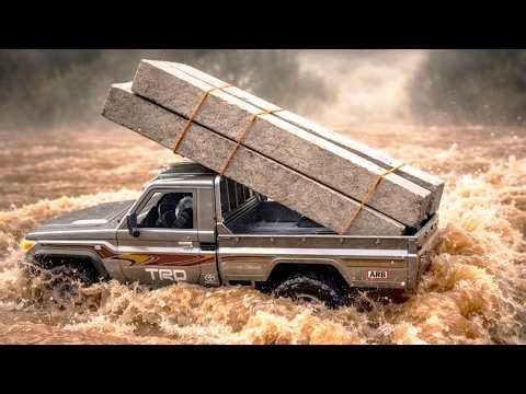 RC Toyota Land Cruiser MN82 Pro Delivers Lumber Through Extreme Mud, Flooded & Water Crossings