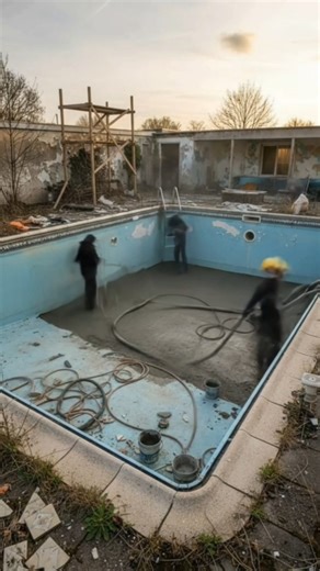 How did they fix this ruined pool? #PoolTransformation #Satisfying #Renovation #usa #construction