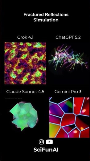 How 4 different AI models Simulate Fractured Reflections!?