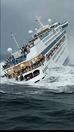 Terrifying Moment Cruise Ship Tilts in Rough Seas! Passengers Panic on Deck