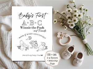 Winnie the Pooh ABC First Word Book: Baby Shower Coloring Activity Guest Book (instant Download) - Etsy Australia