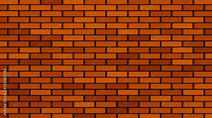 Brick wall building animation, red bricks randomly appearing on black background. Loopable animation. Bricks in different shades of red, animated video background