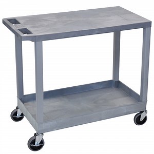 Luxor EC21-G Gray 1 Tub and 1 Flat Shelf Utility Cart - 32" x 18"