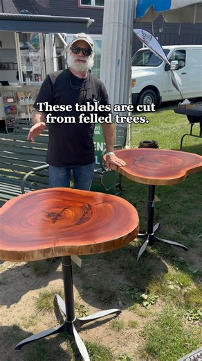 Live edge Cuban mahogany tables with reclaimed bases from Belmont Park! DM us for price and to arrange purchase. • Dimensions: approx 31 in. diameter top x 30 in. H #oldegoodthings #antiqueshopny #architecturalsalvage #interiordesign #antiques #customtables #salvagedwood #belmontpark #belmontracetrack #cubanmahogany #florida #newyork #newyorkcity #nyc #brimfield #brimfieldantiqueshow #handmadetable #table #liveedge #liveedgetable #woodshop #woodworking | Olde Good Things