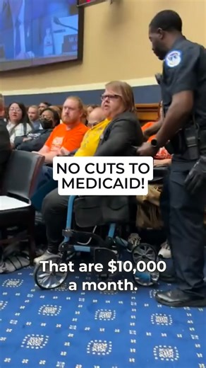 3.6M views · 52K reactions | "YOU LOOK AT ME." One of our members- Olga from Ohio -who is a disabled, HIV-positive working class person, showing up with Popular Democracy in Action to demand Republicans look directly at the people their proposed Medicaid cuts will impact. While millions face losing their medical coverage, they're dishing out tax cuts to the wealthy. Be like Olga. Join us! https://surj.org/join | Showing Up for Racial Justice (SURJ) | Facebook