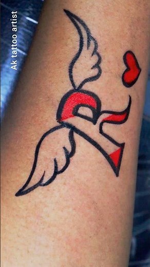 how to make R ❤️ letter tattoo at home with pen | DIY tattoo | ak tattoo artist