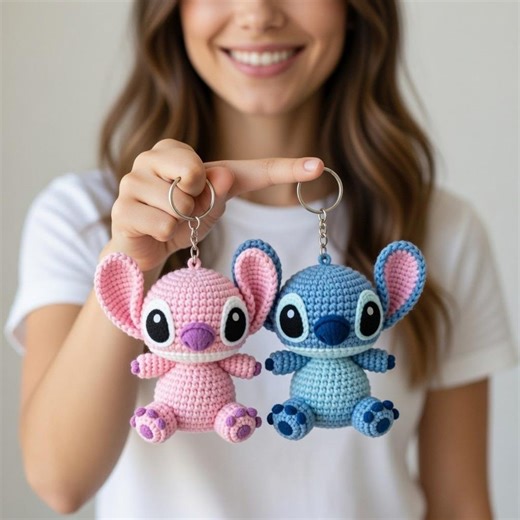 Stitch Keychain Crochet Pattern | Amigurumi Stitch & Angel Keychain (PDF File) | Beginner Friendly - Etsy