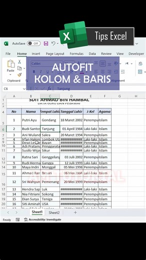74K views · 928 reactions | Atur lebar kolom dan tinggi baris dengan autofit di Microsoft Excel Jangan lupa follow akun instagram amustilan dan halaman facebook AM TUTORIAL #microsoftexcel #belajarexcel #tipsexcel #belajarngetik #microsoftword | AM Tutorial | Facebook