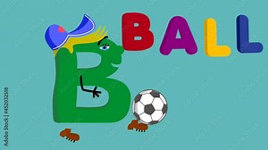 Cartoon letter B for teaching children the English alphabet with alpha matte