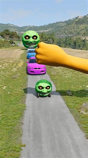 Big & Small Cars vs Giant Hand Fist in the game BeamNG.drive#shorts