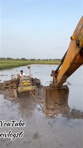 🚜Stuck Tractor pulled out with JCB👇full video link @Naveenagrivlogs6 #jcb #tractor #viral #foryou
