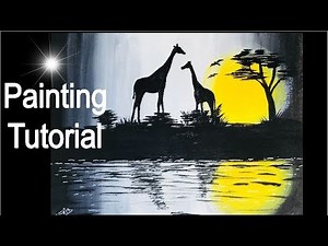 How to paint AFRICAN SUNSET. Acrylic Painting Tutorial LANDSCAPE AFRICA