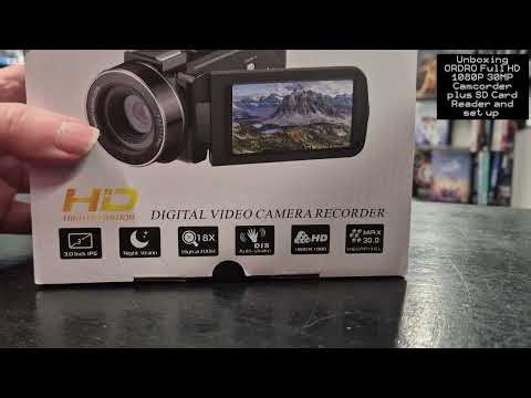 Unboxing ORDRO Full HD 1080P 30MP Camcorder and sd card reader with set up and test.