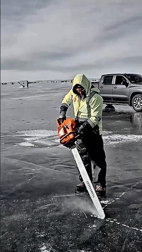 Ice Drilling Work Tool Using Motorized Ice Auger #worktool