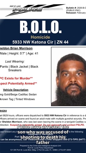 Tiffany Kenney WPBF - Breaking News: Police arrest the man wanted for shooting his father in Port St. Lucie earlier today. Watch WPBF 25 News beginning at 4 p.m. for the latest information. #southflorida #psl #arrest | WPBF 25 News